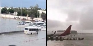 বৃষ্টিতে বিপর্যস্ত দুবাই, ব্যাহত বিমান পরিষেবা Dubai hit by rain flight services disrupted