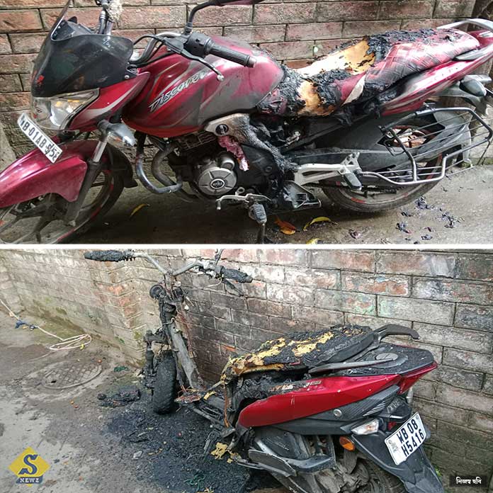 Tapas Roys booth agent and his brothers bike were burnt to ashes
