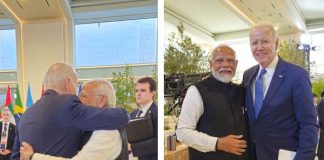 Modi hugs Biden at G 7 summit