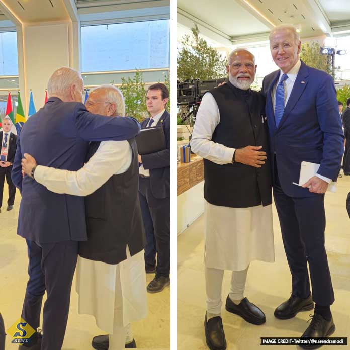 Modi hugs Biden at G 7 summit Modi hugs Biden at G 7 summit