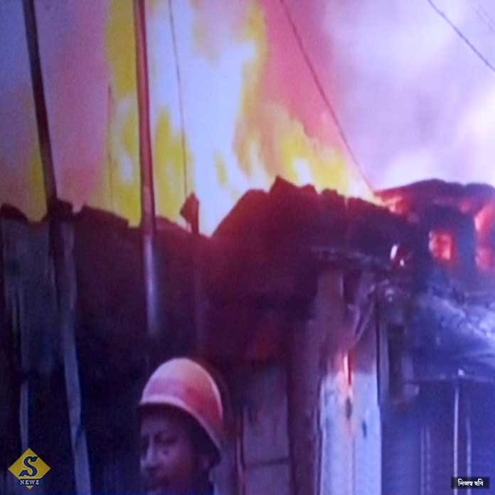 Fire panic in plywood warehouse in Ultodanga