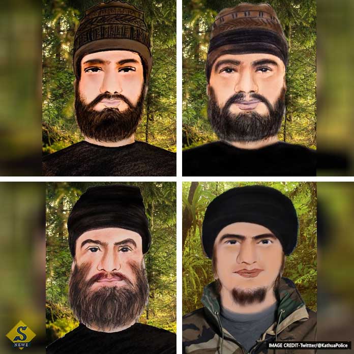 Sketch of 4 militants who attacked army convoy in Kathua Sketch of 4 militants who attacked army convoy in Kathua