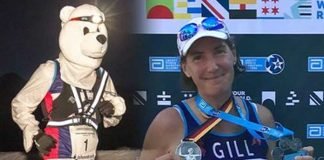 মেরু ভালুকের পোশাক পরে রাতে ম্যারাথন