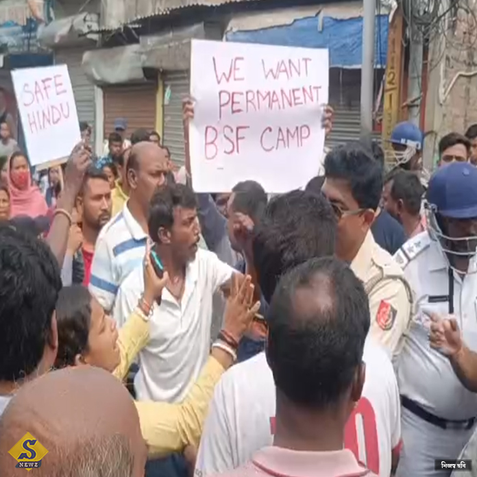 রাজ্যপালের মুর্শিদাবাদ সফরের মধ্যেই বেতবোনায় বিক্ষোভ