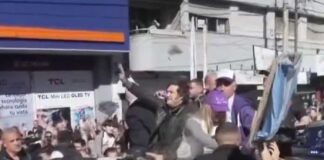 নির্বাচনী প্রচারে ইঁটের মুখে আর্জেন্টিনার প্রেসিডেন্ট