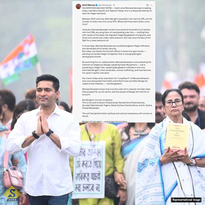 মমতা ‘ঘুষপেটিয়া বাঁচাও’ যাত্রা করছেন : মালব্য 