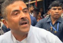 কালীঘাটে বিক্ষোভ, বাহিনীকে নিয়ে দৌড় শুভেন্দু-র
